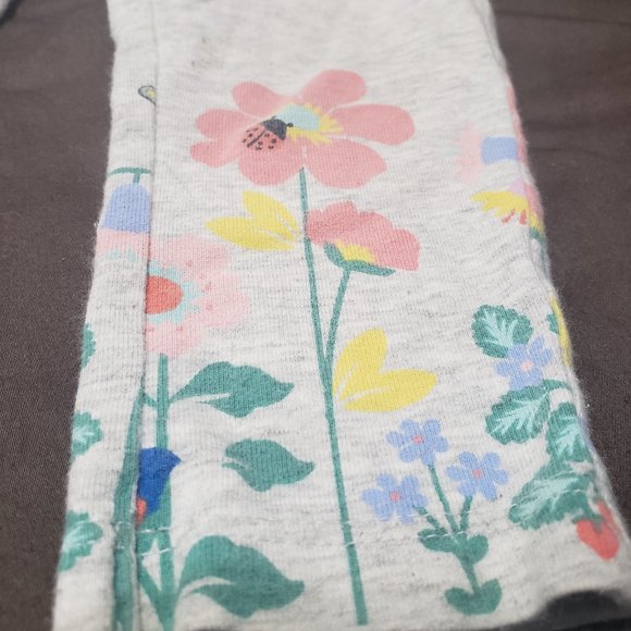 Leggings Old Navy Floral Design Lightweight Elastic Waist Grey Pink 12-18 Months - Picture 7 of 8